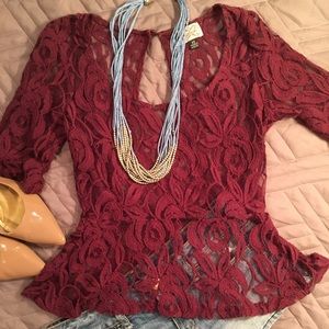 Lace, peplum top